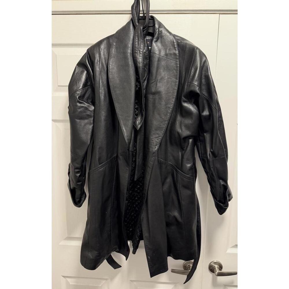 Vintage genuine Black Leather Coat